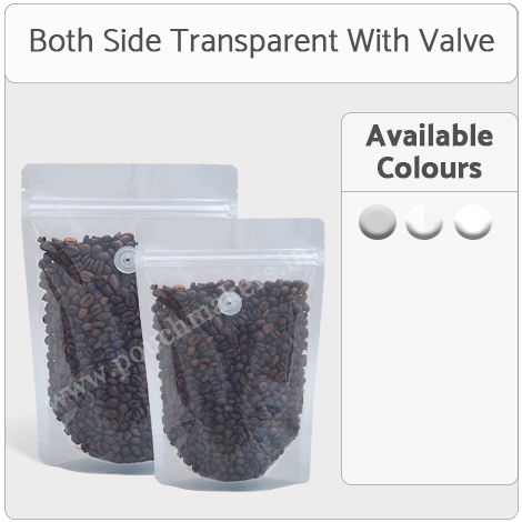 Both Side Transparent Stand Up Pouches With Valve Both Side Transparent Stand Up Pouches With Valve