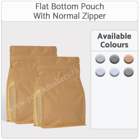 Flat Bottom Pouches With Normal Zipper Flat Bottom Pouches With Normal Zipper