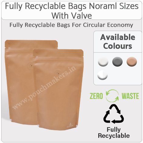 Recyclable Stand Up Pouches With Valve Regular Size
