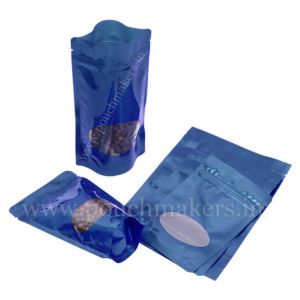 shiny blue pouches